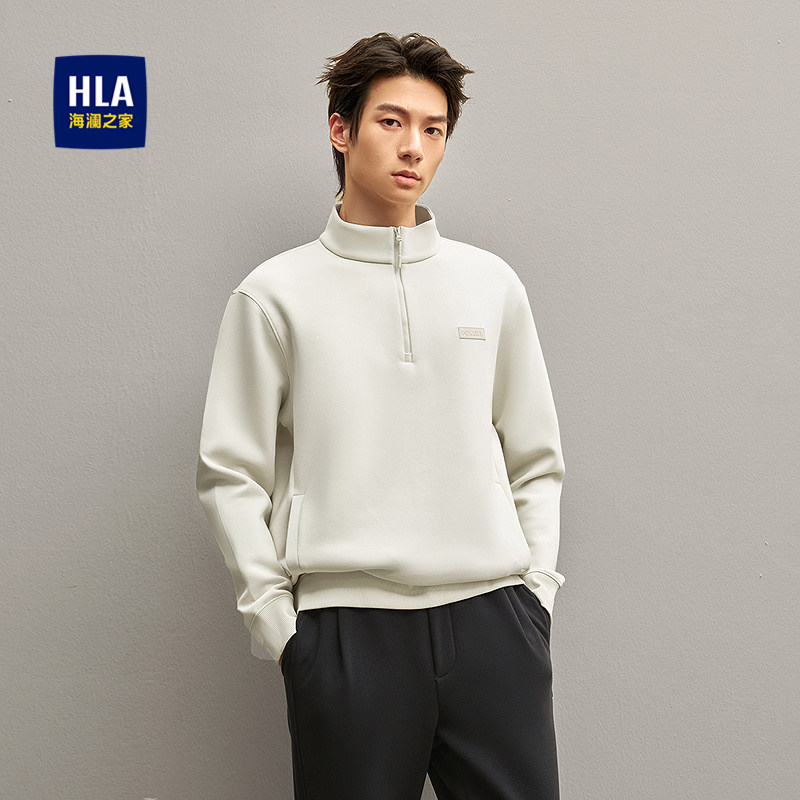 HLA/海澜之家微弹卫衣2026春季半高领拉链胸前硅胶小标套衫男,男装,卫衣,淘宝优惠券,粉丝福利购,淘宝优惠卷