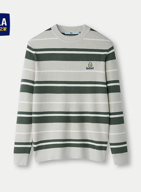 HLA/海澜之家圆领长袖针织衫25秋新款艺术家ZOLA联名条纹打底衫男