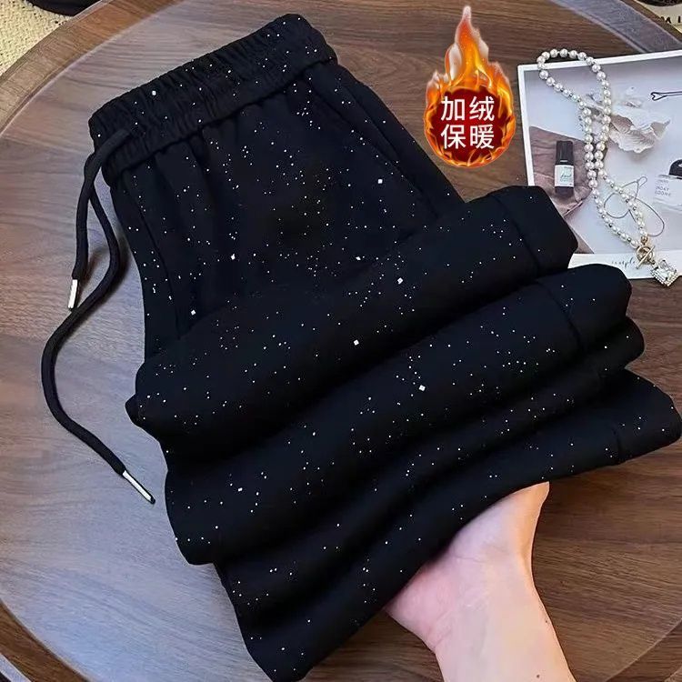 洋气亮闪闪满天星阔腿裤女2025秋冬新款高腰直筒休闲运动长裤子女