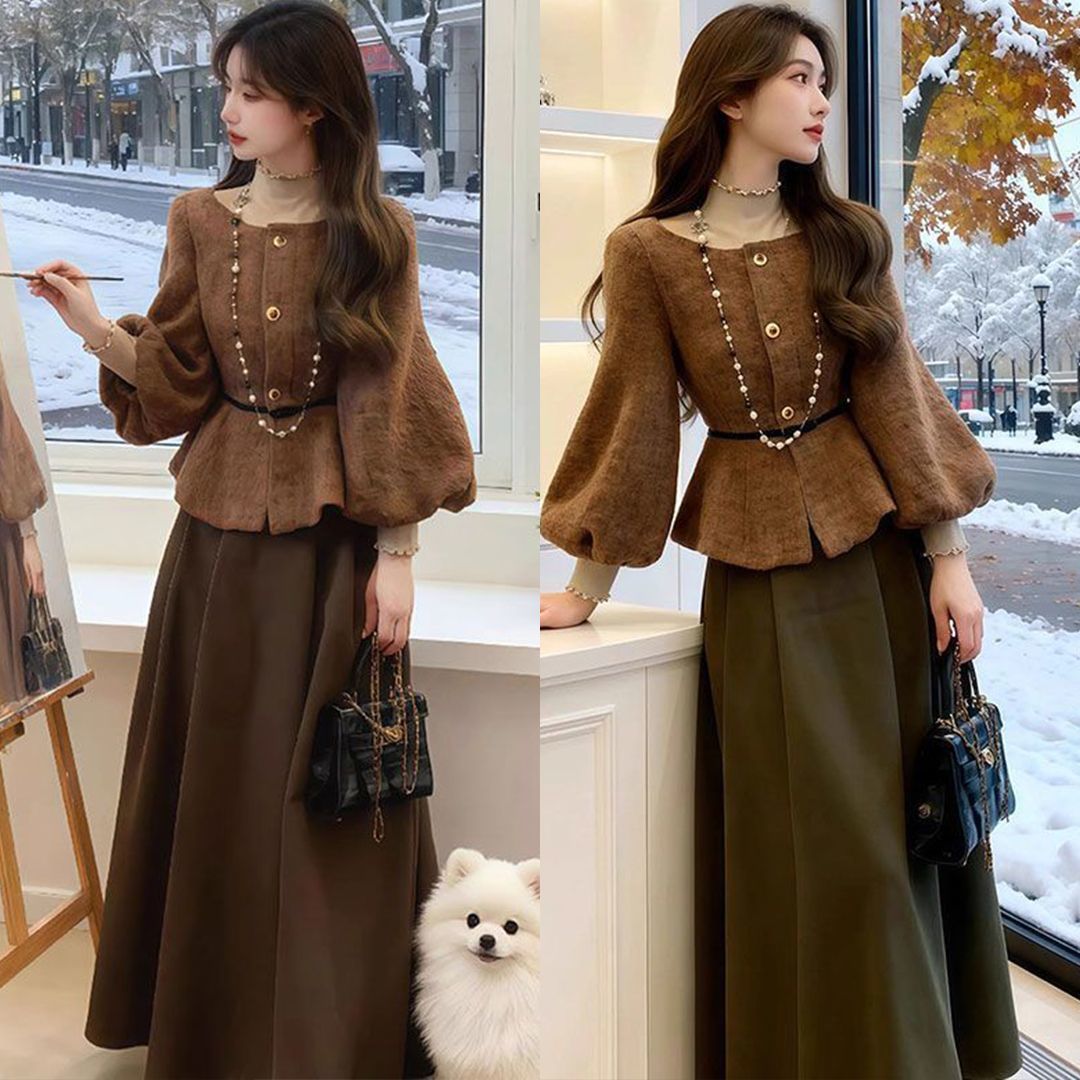 轻奢气质套装女2025冬装法式复古