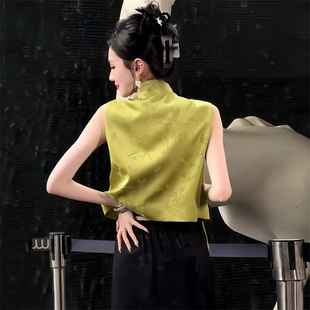 气质无袖 新中式 新款 国风盘扣红色短款 背心坎肩上衣 马甲女2025夏季
