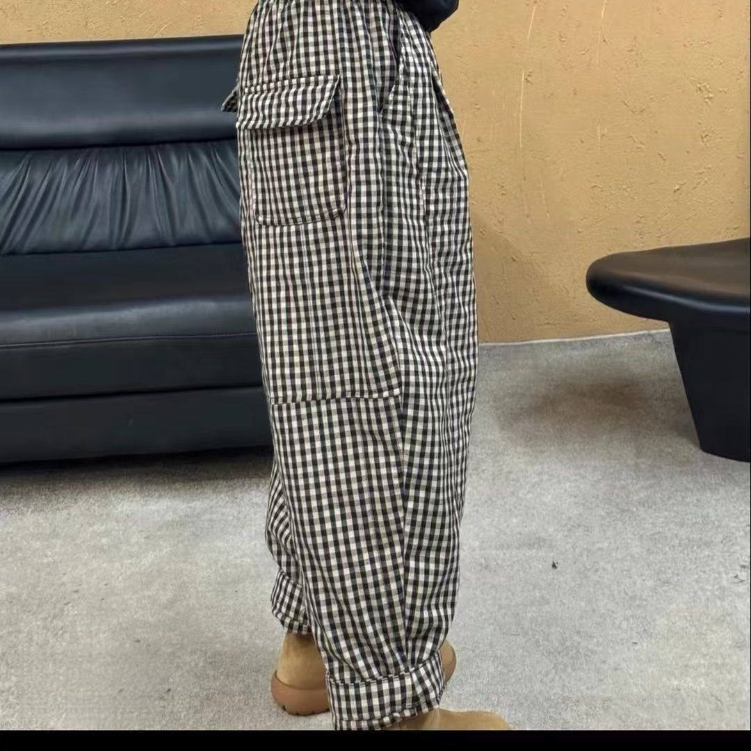 2025年冬季复古格子棉裤女宽松休闲哈伦裤松紧腰夹棉保暖老爹裤,女装/女士精品,休闲裤,淘宝优惠券,粉丝福利购,淘宝优惠卷