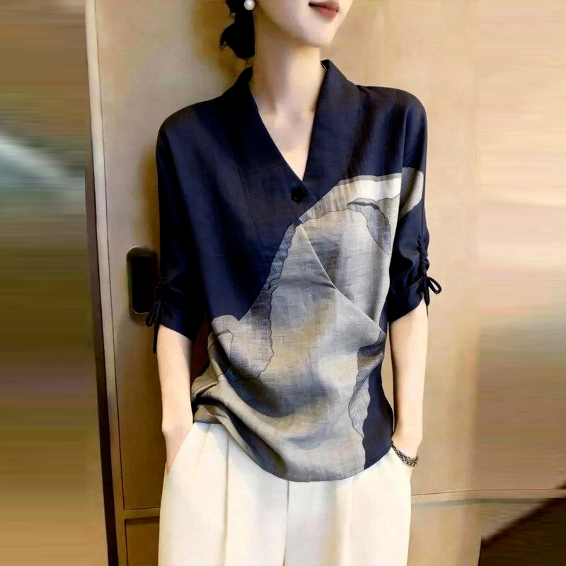 法式短袖衬衫女夏季新款设计感图片