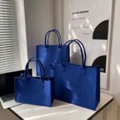 简约百搭高颜值单肩包大容量毛毡包可定制购物袋敞口托特包妈咪包