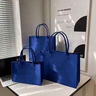 简约百搭高颜值单肩包大容量毛毡包可定制购物袋敞口托特包妈咪包
