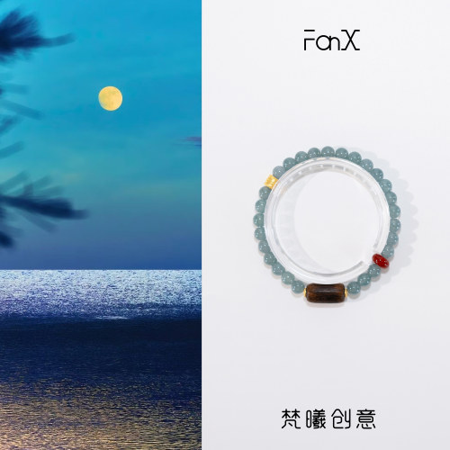Fanx-天然蓝水翡翠南红沉香手串