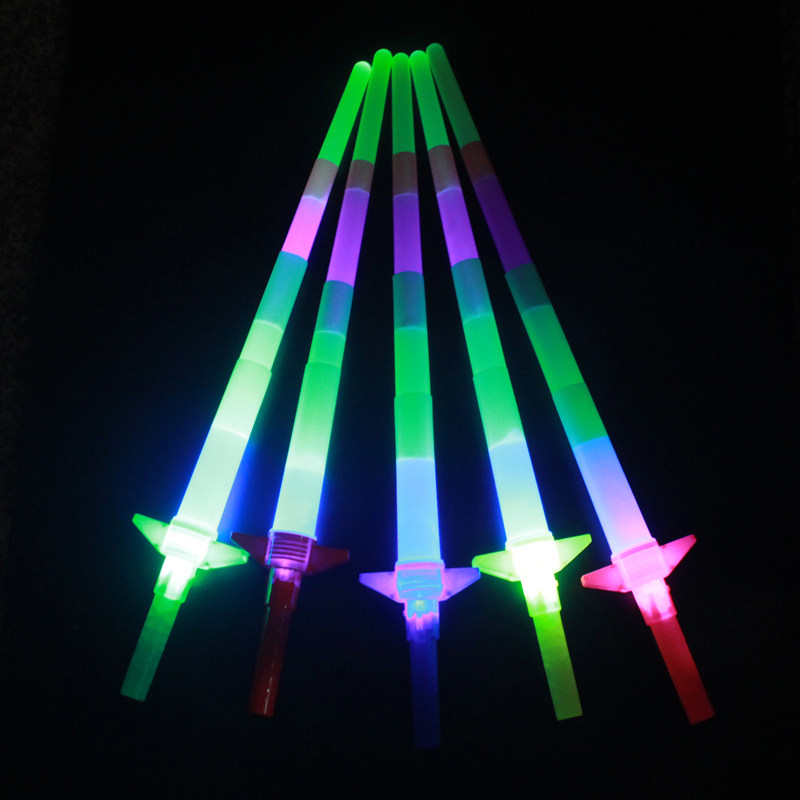 빛나는 빅 4 개폐식 대형 글로우 스틱 콘서트 소품 어린이 장난감 플래시 칼 빛나는 망원경 검