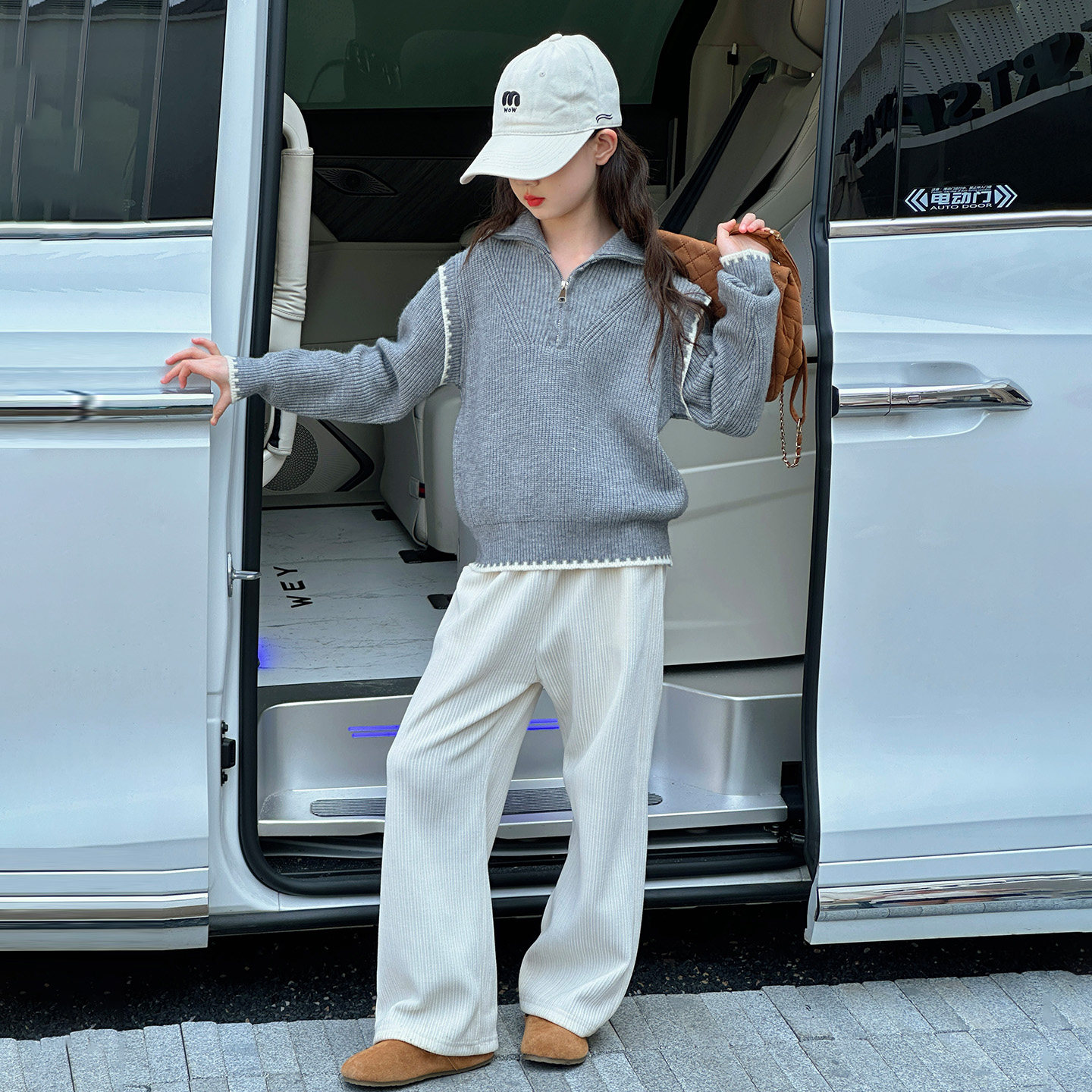 女童毛衣套装秋冬款洋气时髦中大儿童女孩加绒阔腿长裤两件套休闲