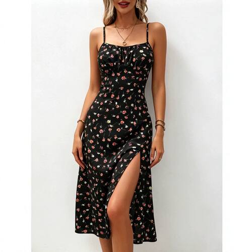 Women sexy gallus dress floral split skirt 女裙 Платье