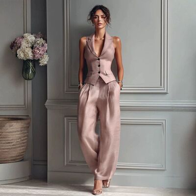 New women fashion business suit vest casual pants two piece