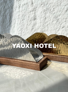 【日照冰川】胡桃木艺术餐巾架不锈钢北欧风纸巾座ins风餐桌摆件