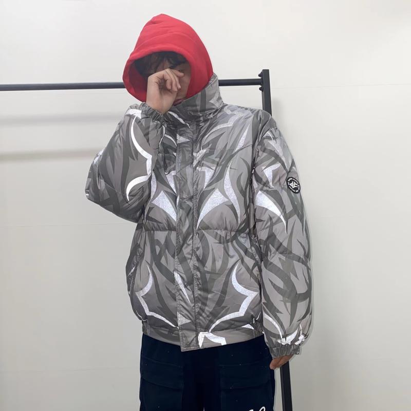 反光灰荆棘90白鸭绒羽绒服