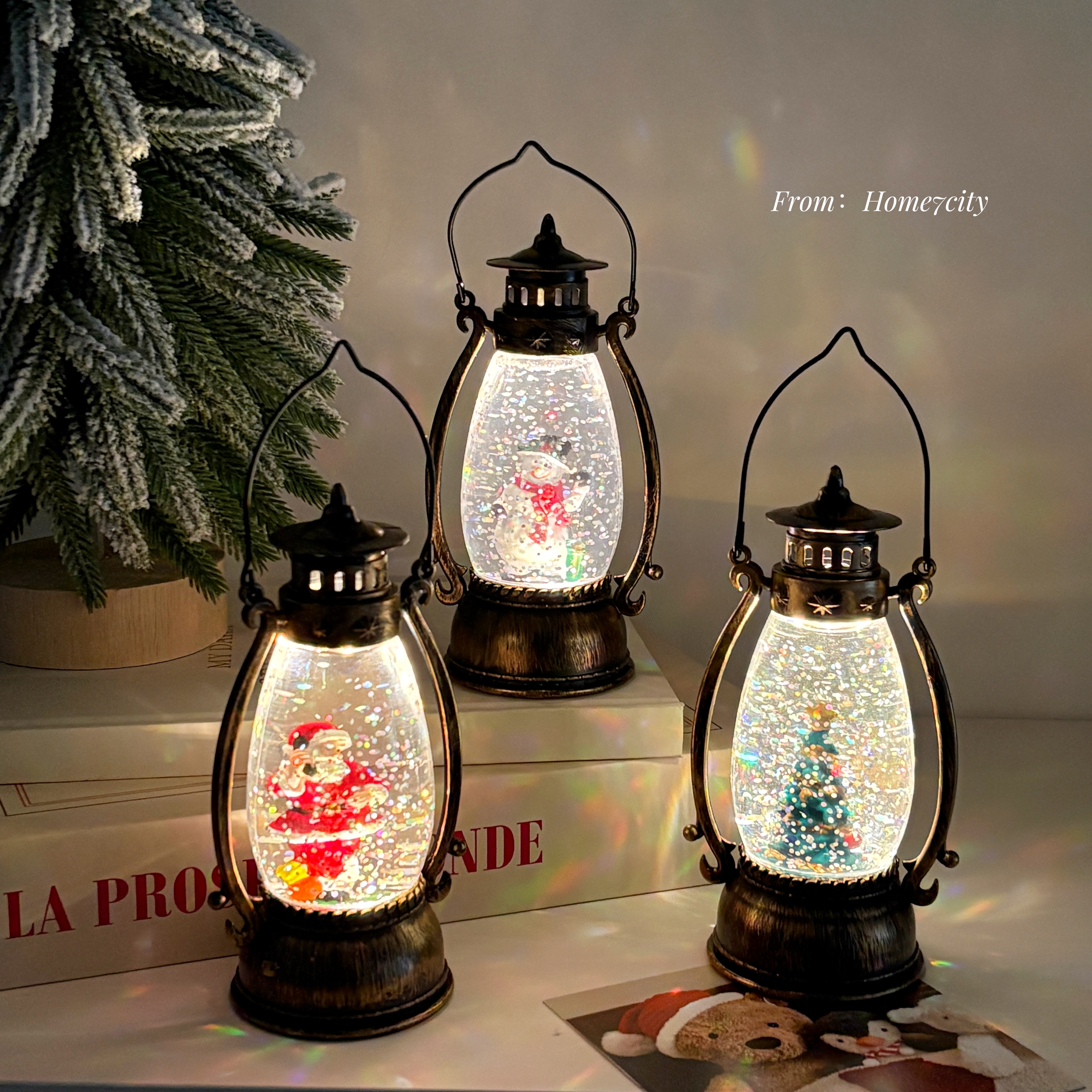 圣诞飘雪油灯可手提节日氛围感