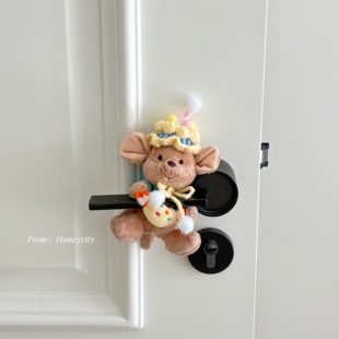 生日帽小豆门把手挂饰可爱软萌卧室门装饰新家小礼物挂件门把手套