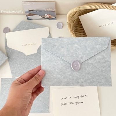 雾霾蓝色系羊巴纹理感信封