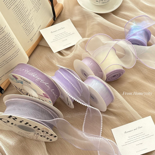 紫色系~温柔鱼尾纱丝带礼物装饰