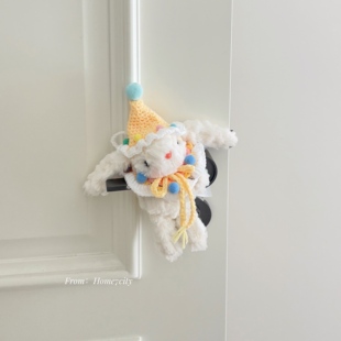 长耳兔兔门把手挂饰软萌毛绒玩偶重工高品质卧室门装饰挂件小礼物