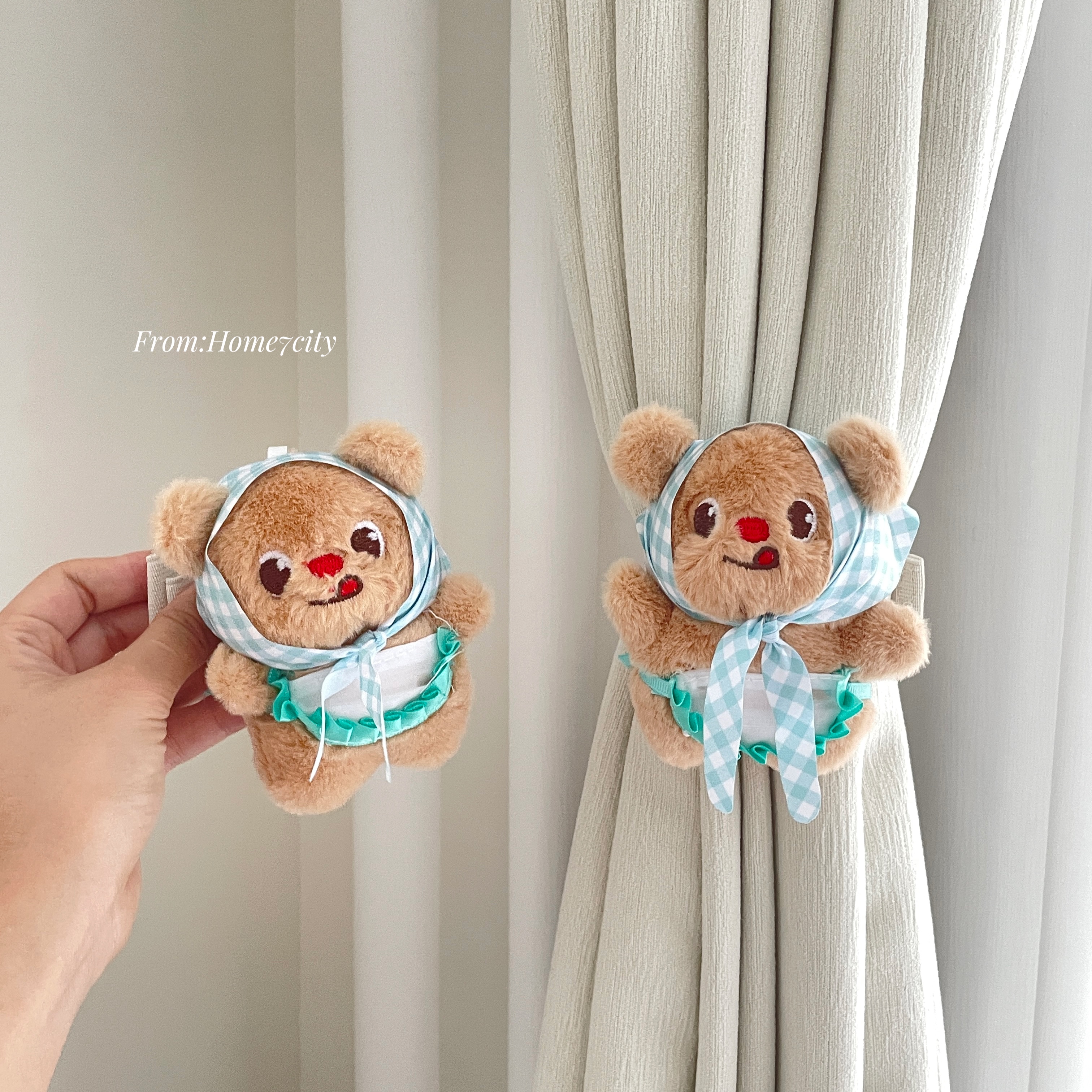软萌围裙黄油小熊窗帘绑带环扣带