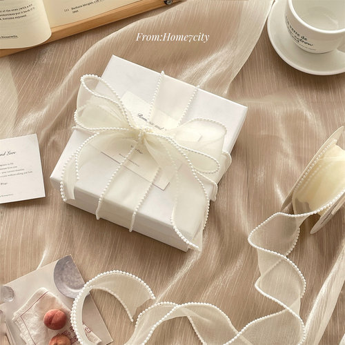 珍珠边鱼尾纱丝带花束包装绑带