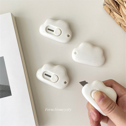 ins风白色云朵开箱刀小巧便携