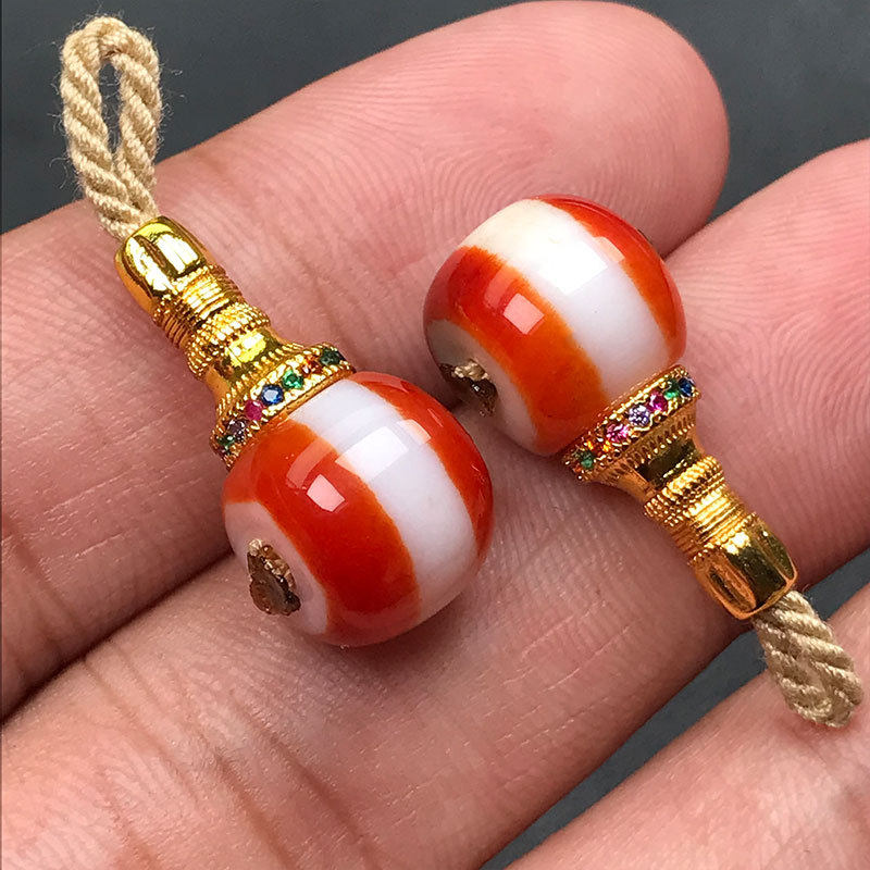 10MM红玛瑙天珠一线三通文玩diy配件项链文玩108佛珠三通配饰隔珠