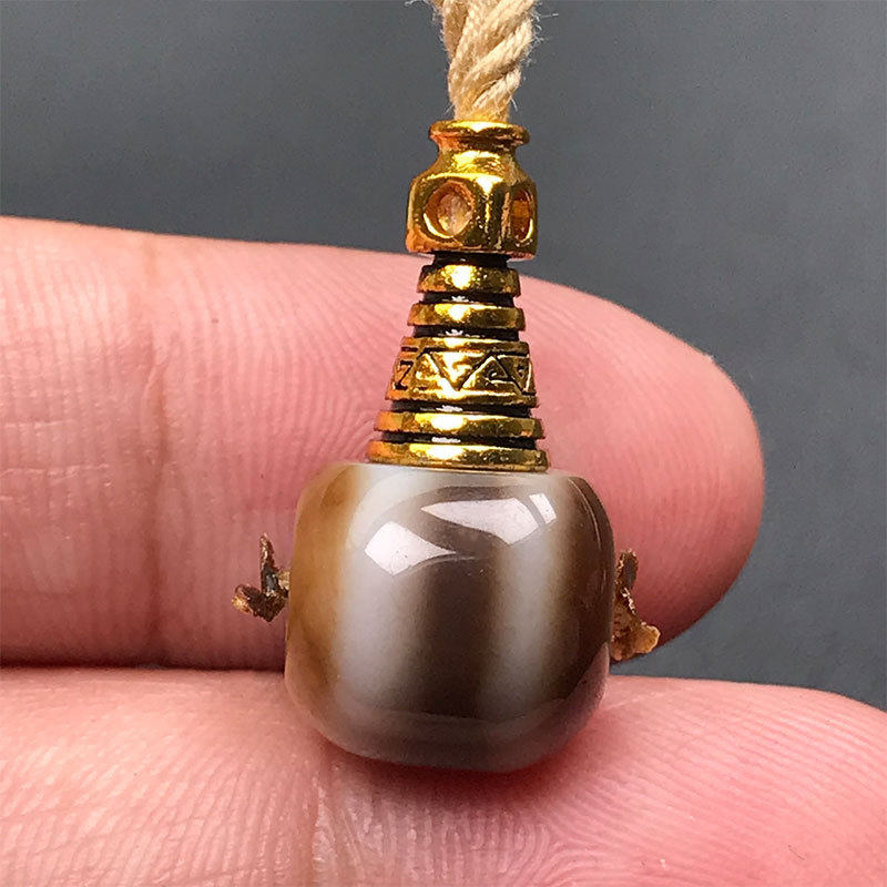 12MM天然天珠玛瑙黑白一线三通文玩DIY手串108佛珠三通项链配饰