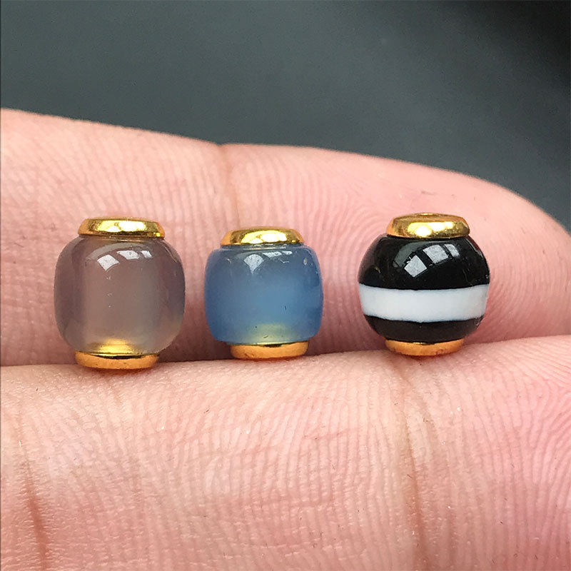 天然蓝玉髓一线玛瑙散珠DIY文玩星月菩提手串隔珠顶珠腰珠配珠件
