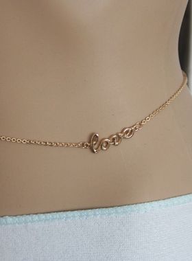 love欧美风幸运字母比基尼身体链