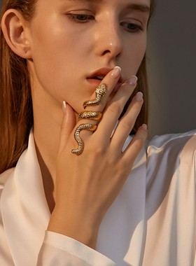 朋克风金属动物复古夸张蛇形戒指
