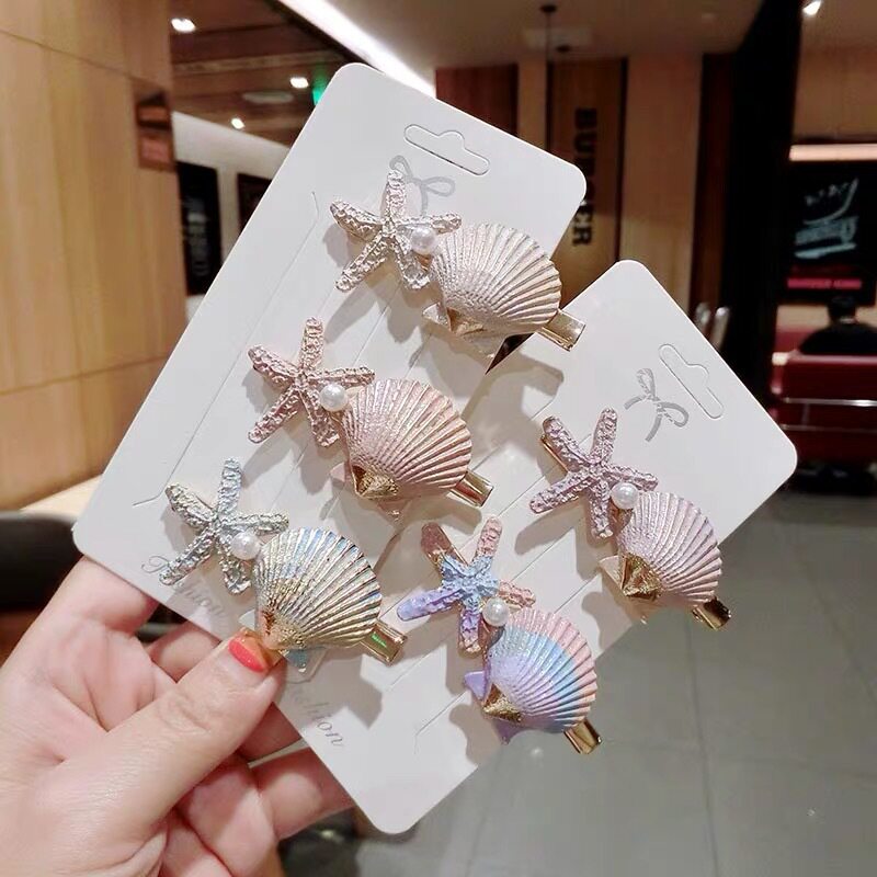 日系海洋风发夹海星贝壳鸭嘴夹