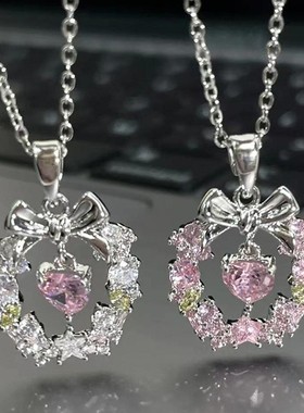 花环蝴蝶结项链女锁骨链