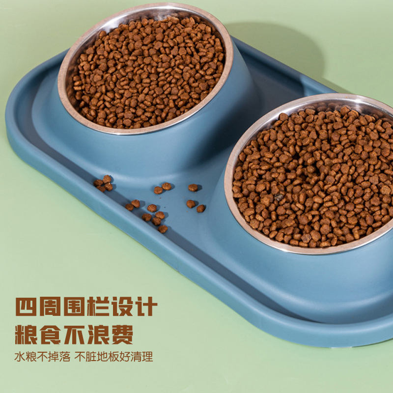 防打翻宠物碗不锈钢护颈斜口碗