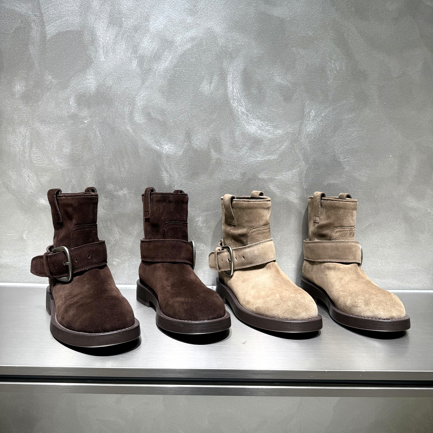 欧货真皮马丁靴女皮带扣短靴