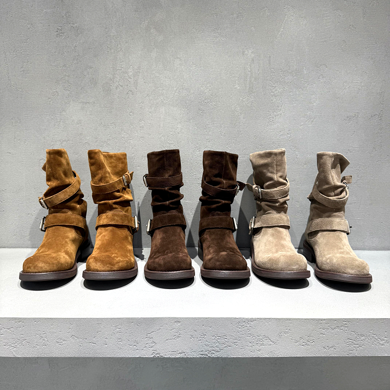 先峰名典马丁靴真皮圆头厚底短靴