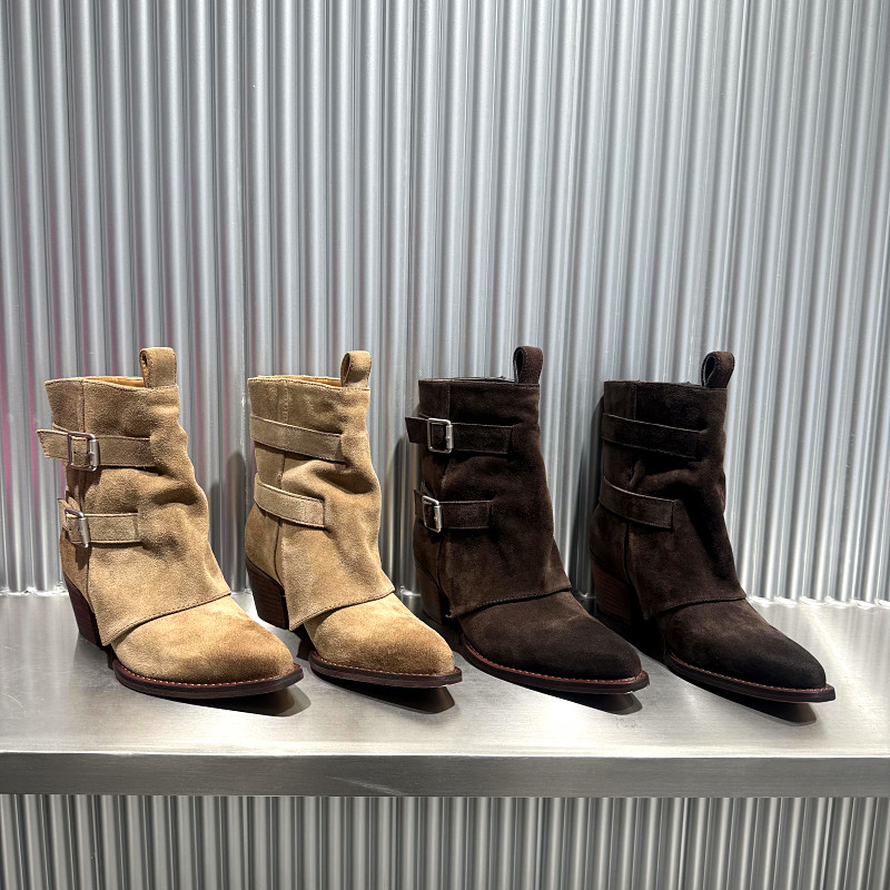 欧洲站乐魔马丁靴女2025年秋季新款欧货磨砂皮尖头粗跟皮带扣短靴,女鞋,马丁靴,淘宝优惠券,粉丝福利购,淘宝优惠卷