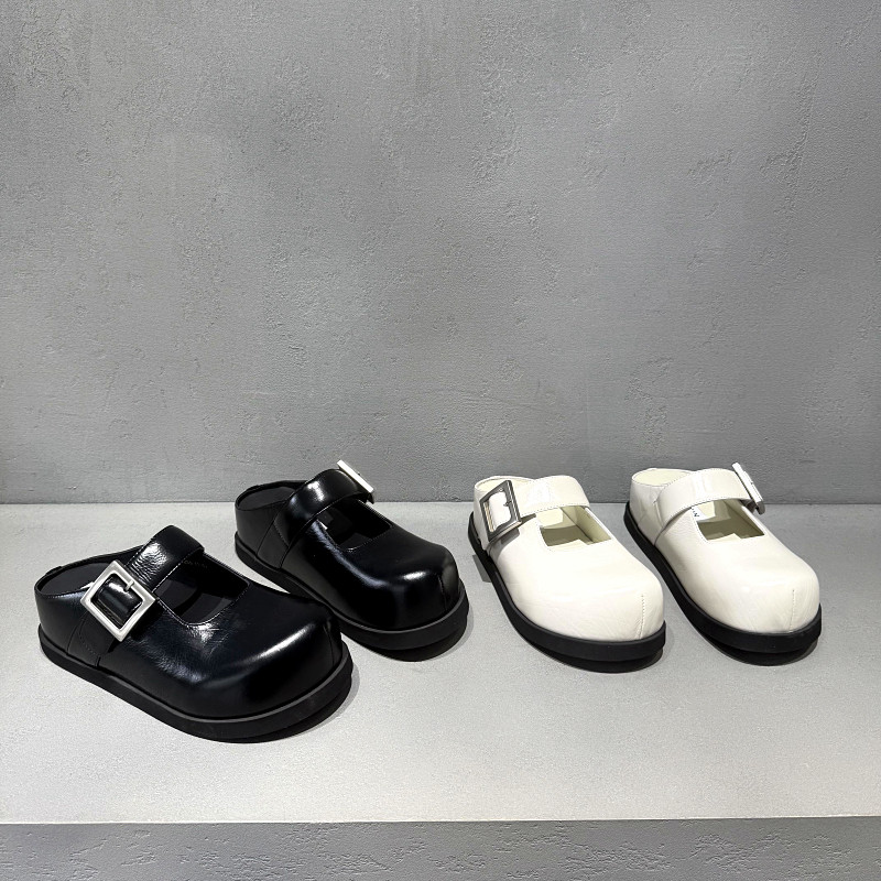 欧洲站2026年早春新款欧货真皮厚底包头拖鞋女英伦风高跟休闲半拖