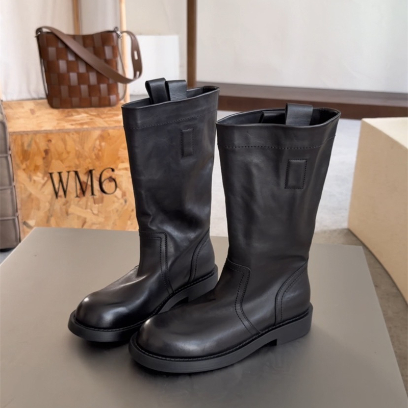 WM6真皮骑士靴女中筒马丁靴