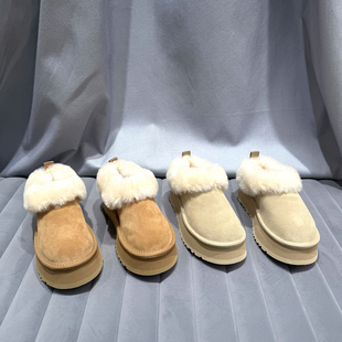 欧洲站加绒乐魔短靴女2025冬季 欧货磨砂皮厚底皮毛一体雪地靴 新款