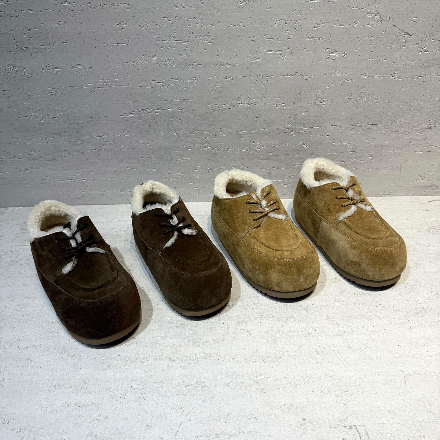 欧货真皮羊羔毛保暖厚底软木鞋