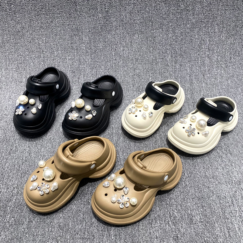 欧洲站女鞋2025年夏季新款欧货松糕底包头拖小个子轻便厚底洞洞鞋