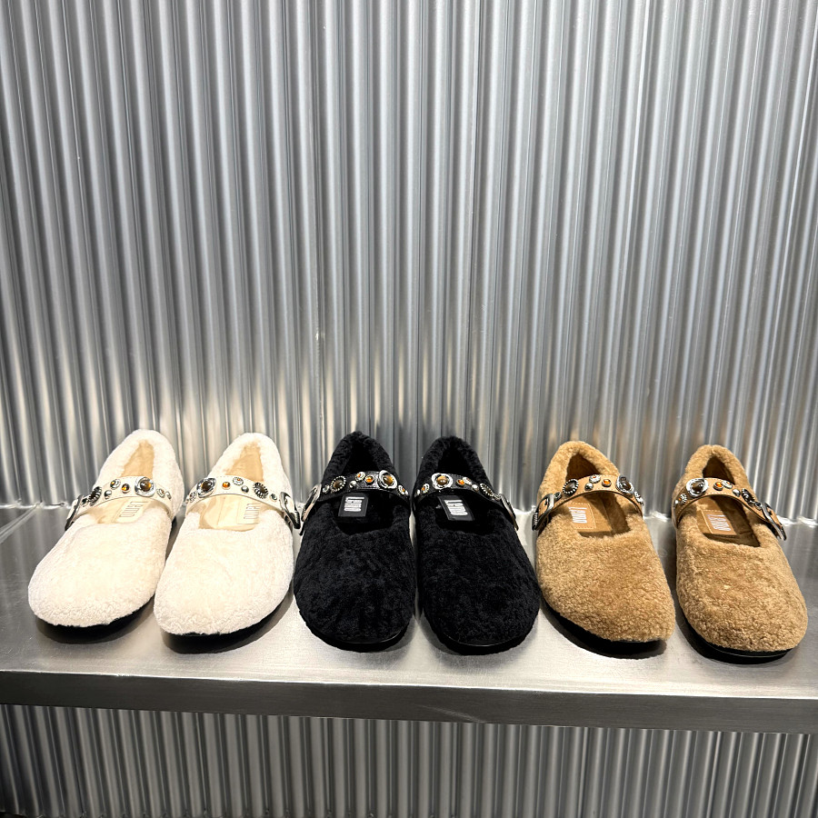 乐魔平底浅口加绒毛毛鞋女豆豆鞋