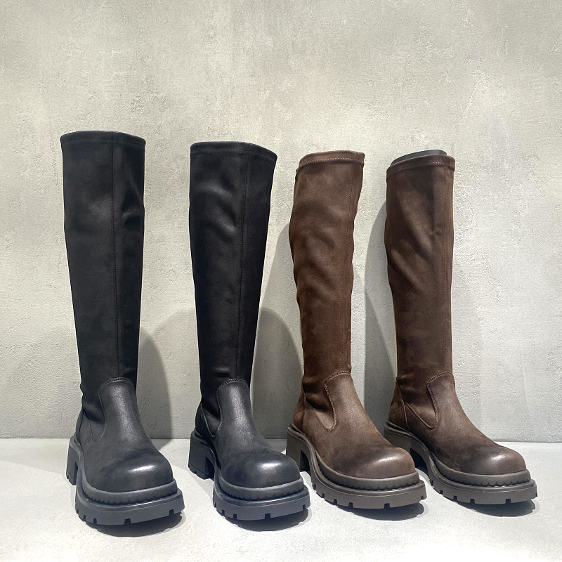 先峰名典厚底弹力靴百搭显瘦长靴