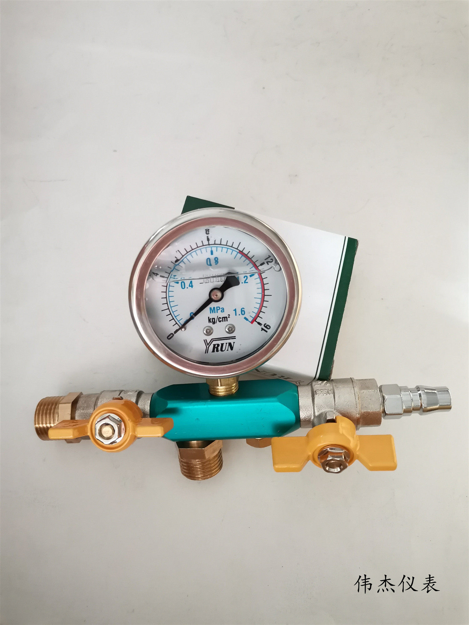 压力测试表水管测压测漏打压表4分16公斤地暖排水空气两用试压表