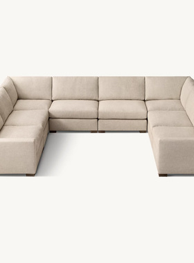 美国Rh家具法式乡村复古家用组合沙发轻奢简约亚麻布艺三人沙发
