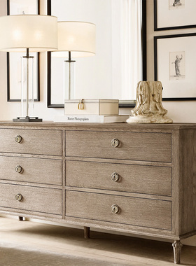 美国Rh原单家用实木斗柜法式乡村复古储物柜入户门厅玄关柜抽屉柜