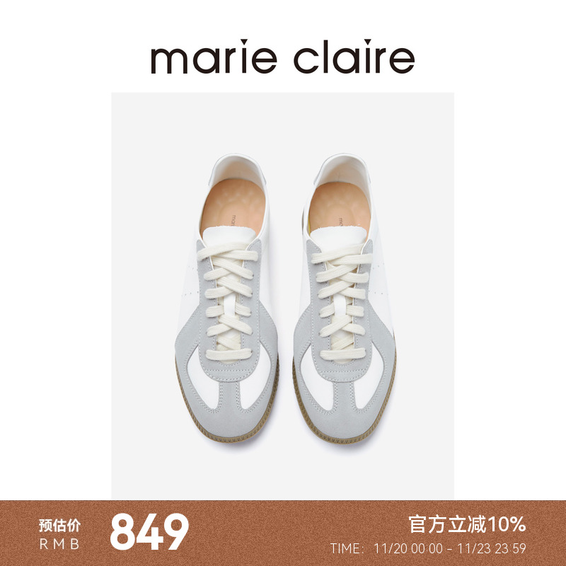 MC女鞋灰白德训鞋2025春设计感型格运动休闲鞋marieclaire女鞋