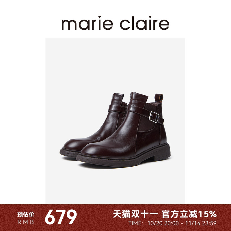 MC女鞋金属扣切尔西短靴2025年冬季新款短靴女marieclaire女鞋