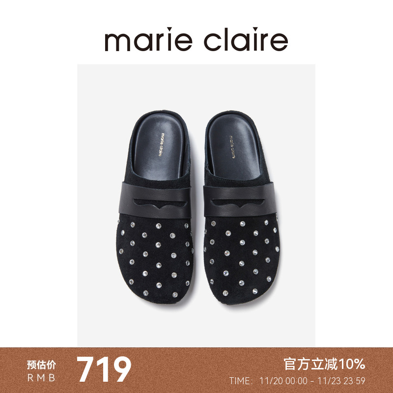 MC女鞋小香风闪钻勃肯拖鞋2025夏芒果头穆勒鞋marieclaire女鞋