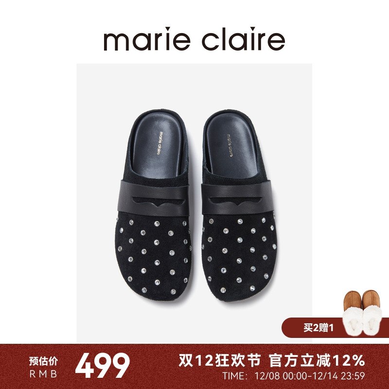 MC女鞋小香风闪钻勃肯拖鞋2025夏芒果头穆勒鞋marieclaire女鞋