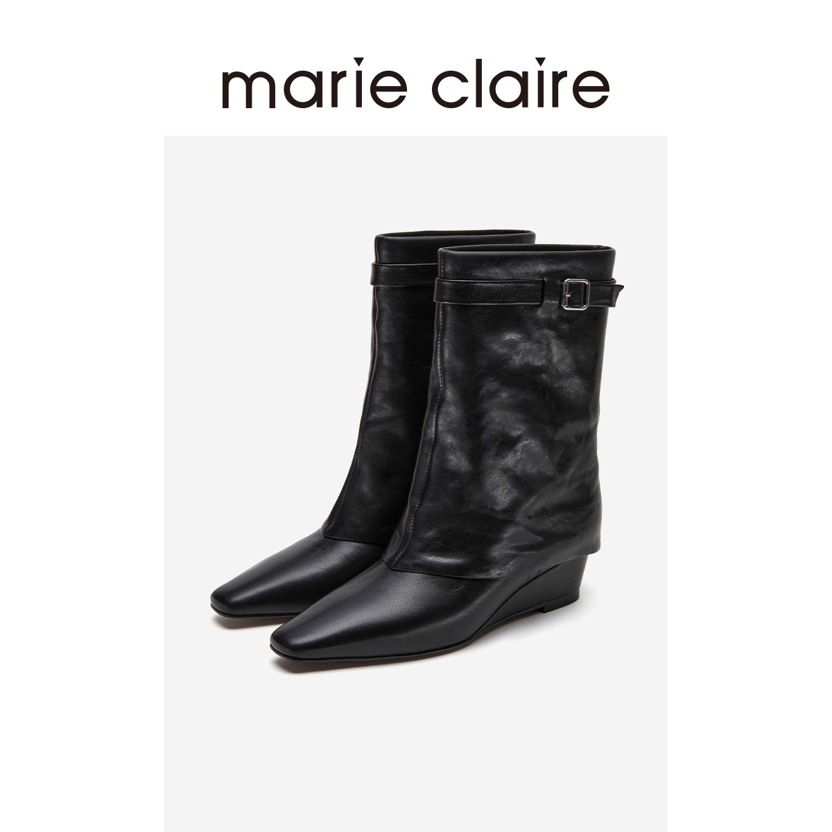 MC女鞋牛皮尖头裤管靴24冬季